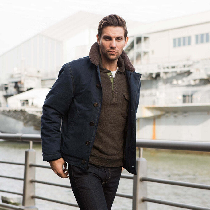 Cockpit USA - N1 Bedford Cord Navy Jacket Z26X031 - Military