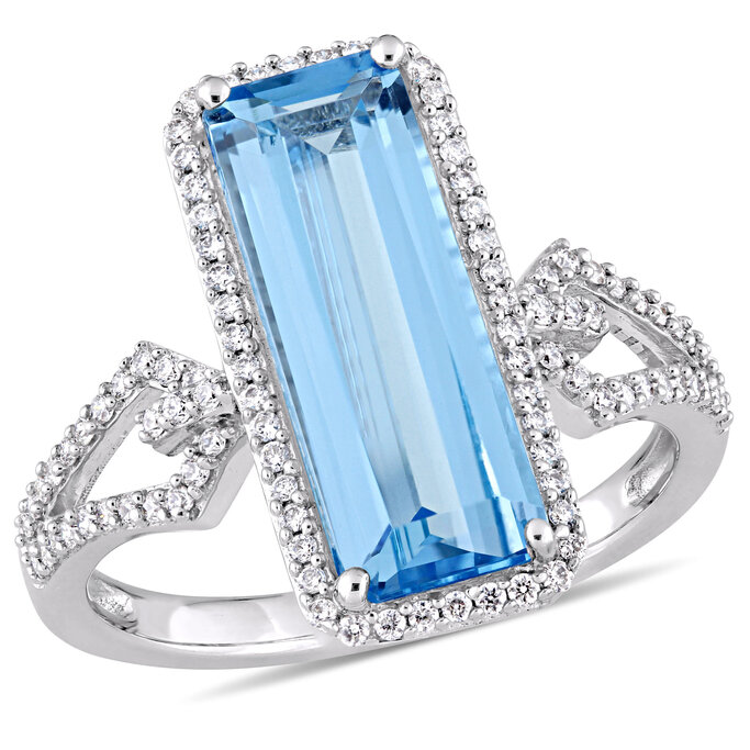 1//3ct Champagne Diamant /& White Topaz Gold Over silver ring