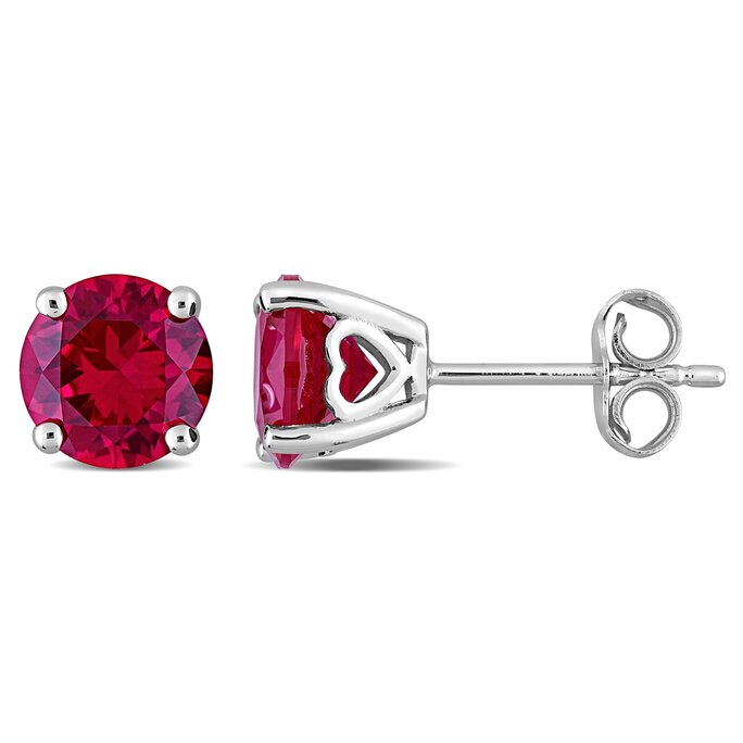Gemstone Jewelry - 3 1/4 CT TGW Created Ruby Solitaire Stud
