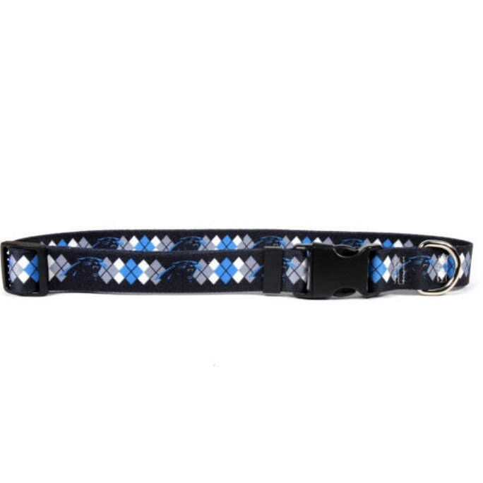 Furry-Happiness - Carolina Panthers Argyle Nylon Pet Dog Collar by