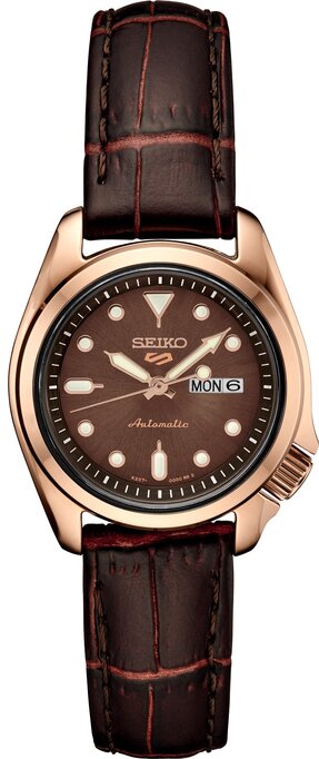 Seiko Women s 28mm Seiko 5 Sports Leather Strap Watch