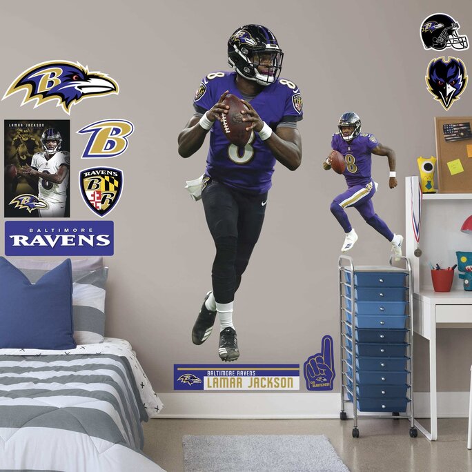 Fathead - Baltimore Ravens: Lamar Jackson - Officially Licensed NFL Removable  Wall Adhesive Decal - Military & First Responder Discounts