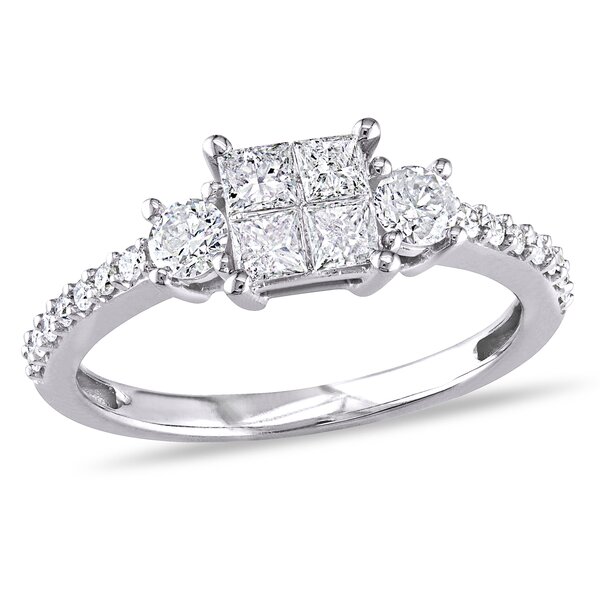 Bridal Collection - 3/4 CT TW Princess-Cut and Round-Shaped Diamond ...