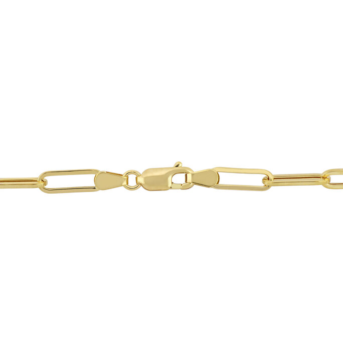 Paperclip Chain Necklace 14K Solid Yellow Gold