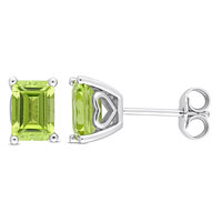 Gemstone Jewelry - 2 3/8 CT TGW Square Peridot Stud Earrings in