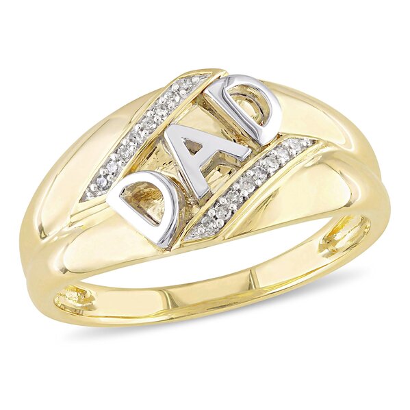 Jewels By Lux 10k Gold Men's Diamond DAD Ring - Polished Yellow Gold Father's Day Gift