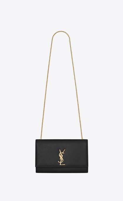 Saint Laurent Kate Medium Chain Bag in Grain De Poudre Gold-tone