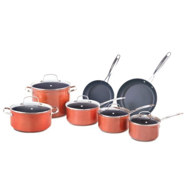 NuWave 12pc Forged Duralon Blue Ceramic Nonstick Cookware Set NuWave 12pc Forged Duralon Blue Ceramic Nonstick Cookware Set