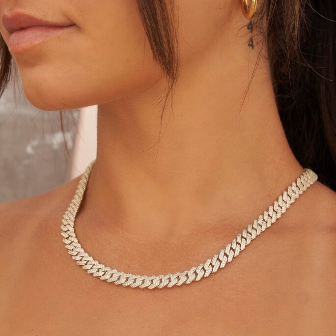 8.5 mm gld link choker in white gold hotsell