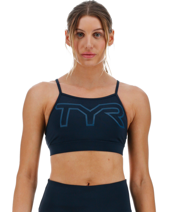 TYR - Women's Base Kinetic™ High Neck Big Logo Sports Bra - Discounts for  Veterans, VA employees and their families!