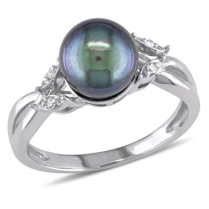 Crossover Design Cultured Freshwater Pearl Ring 6