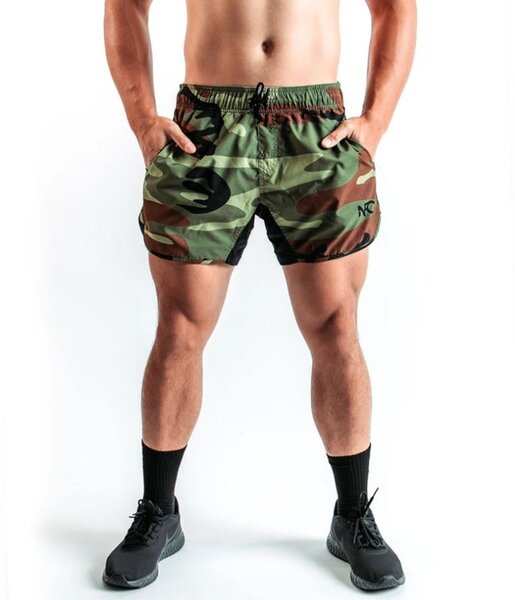 NFQ - Men's Woodland Camo Hybrid Training Shorts - Military & Gov't ...