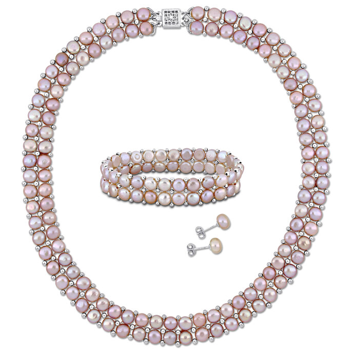 Pearl Jewelry - 6 - 8mm Cultured Pink Freshwater Pearl and Bead