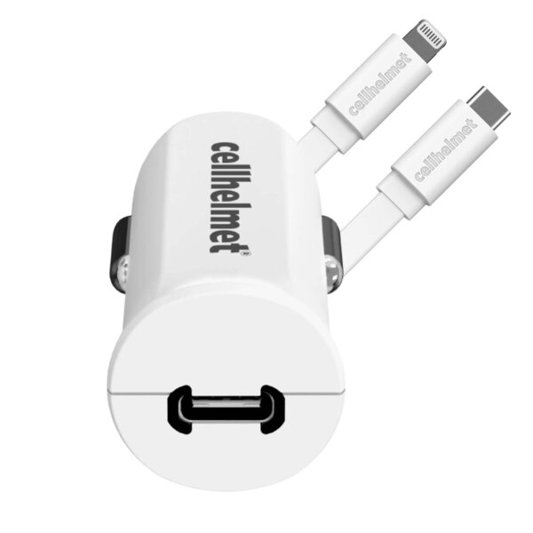 cellhelmet 27W PD Car Charger + 3ft Flat Lightning to USBC Cable Military & First Responder