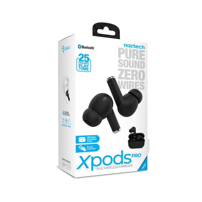 Naztech - Xpods PRO True Wireless Earbuds with Wireless Charging