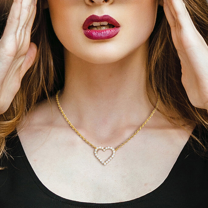 MMSC ♡ Mimi & Max - 7 1/2 CT TGW Cubic Zirconia Open Heart Necklace