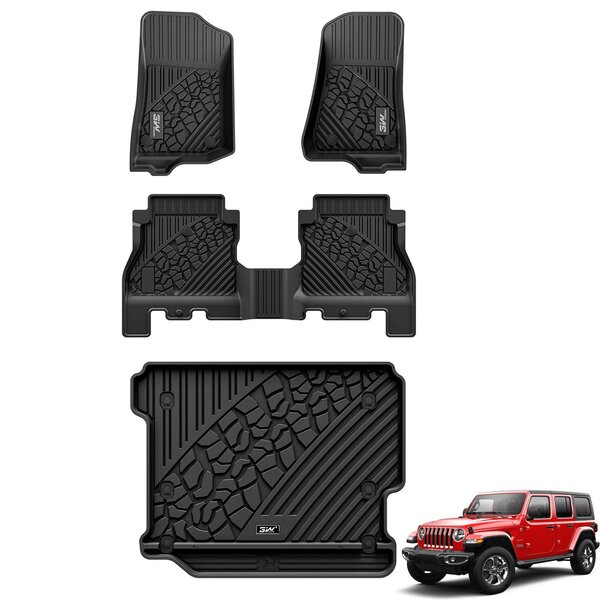 3Wliners 3W Jeep Wrangler JLU Custom Floor Mats or Trunk Mat 2018