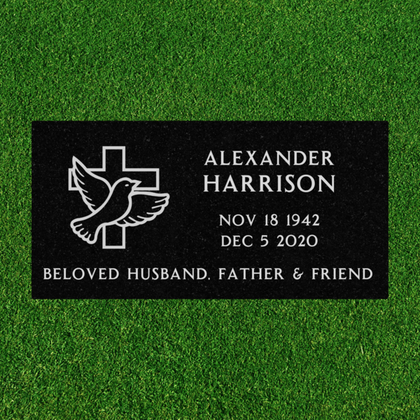 Markers Headstones Black Granite Flat Headstone Marker With One markers-headstones-black-granite-flat-headstone-marker-with-one