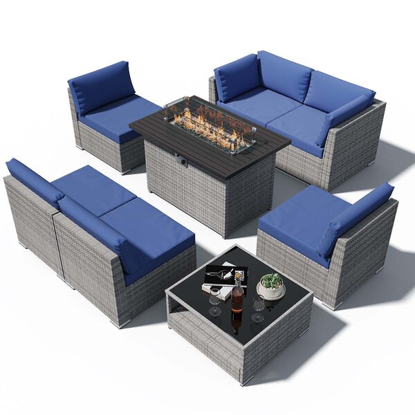Eagle Peak EAGLE PEAK 8 Piece Outdoor Wicker Patio Furniture Set with