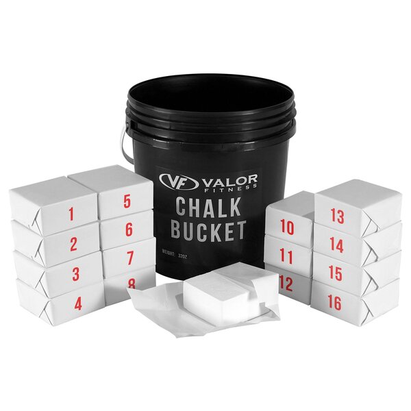 Valor Fitness Gym Chalk Bucket w/ 16 Blocks Military & First