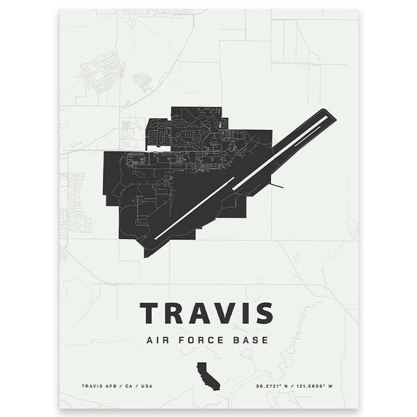 Home Base Maps - Travis Air Force Base Map Print - Military & First Responder Discounts | GOVX