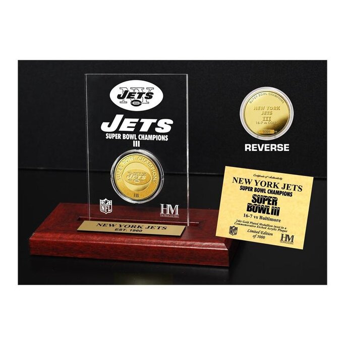 New York Jets Super Bowl Champions Gold Coin with Acrylic Display