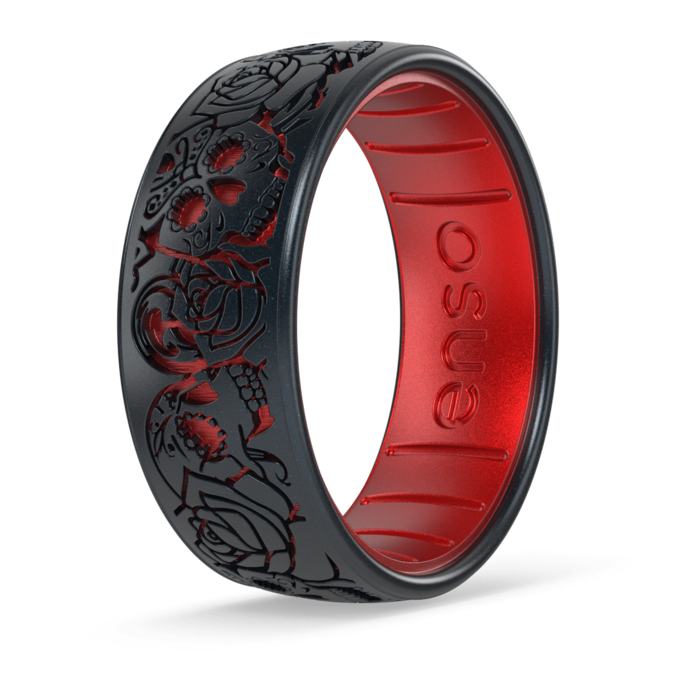 Enso Rings Etched Silicone Ring Skull Tango Black Pearl Ruby Military First Responder Discounts GOVX