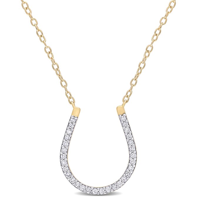 Diamond Horseshoe Necklace Silver/Gold By Lee Renee | notonthehighstreet.com
