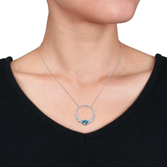 Topaz Heart Necklace, London Blue Topaz Pendant - JaneysJewels