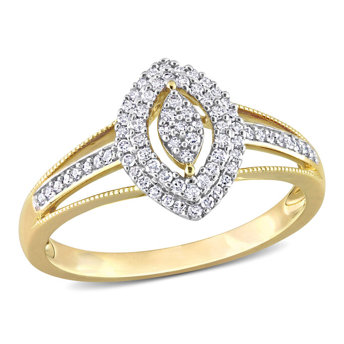 14k Rose Gold 3/4ct cttw Diamond Cluster Engagement Ring (H-I, I1-I2) Size  4 | Amazon.com